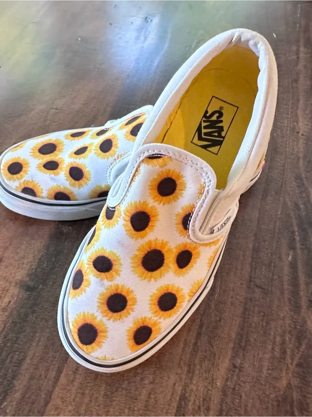 Vans Kids Sunflower Slip-On Sneakers - White/Yellow Kids Size 2